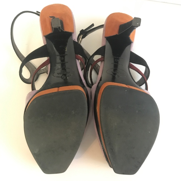 Prada Suede Platform Heels Sandals 40 Strappy Shoe - Picture 8 of 8